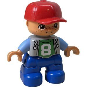 Lego Duplo replacement Boy Figure from number train #8 shirt with red cap posabl